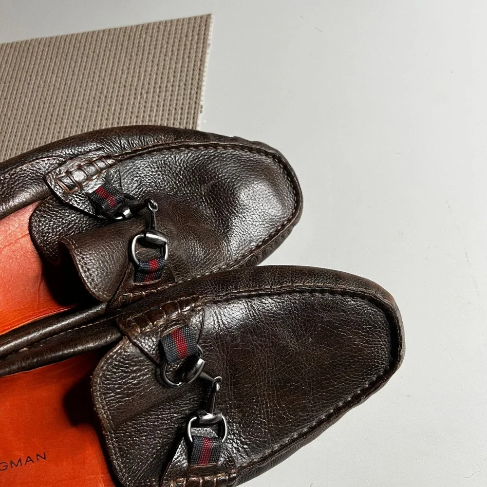 Martin Dingman‎ Bill Brown Leather Horsebit Driving Loafers Mens 10 M Brazil